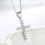 Cross Shape Lab Diamond Pendant In Gold With Chain