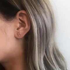 0.40ct Ruby Flower Stud Earrings in Yellow Gold