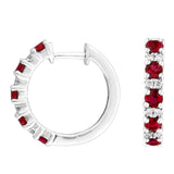 0.92Ct Lab Grown and Ruby Diamond Hoop Earring in Gold