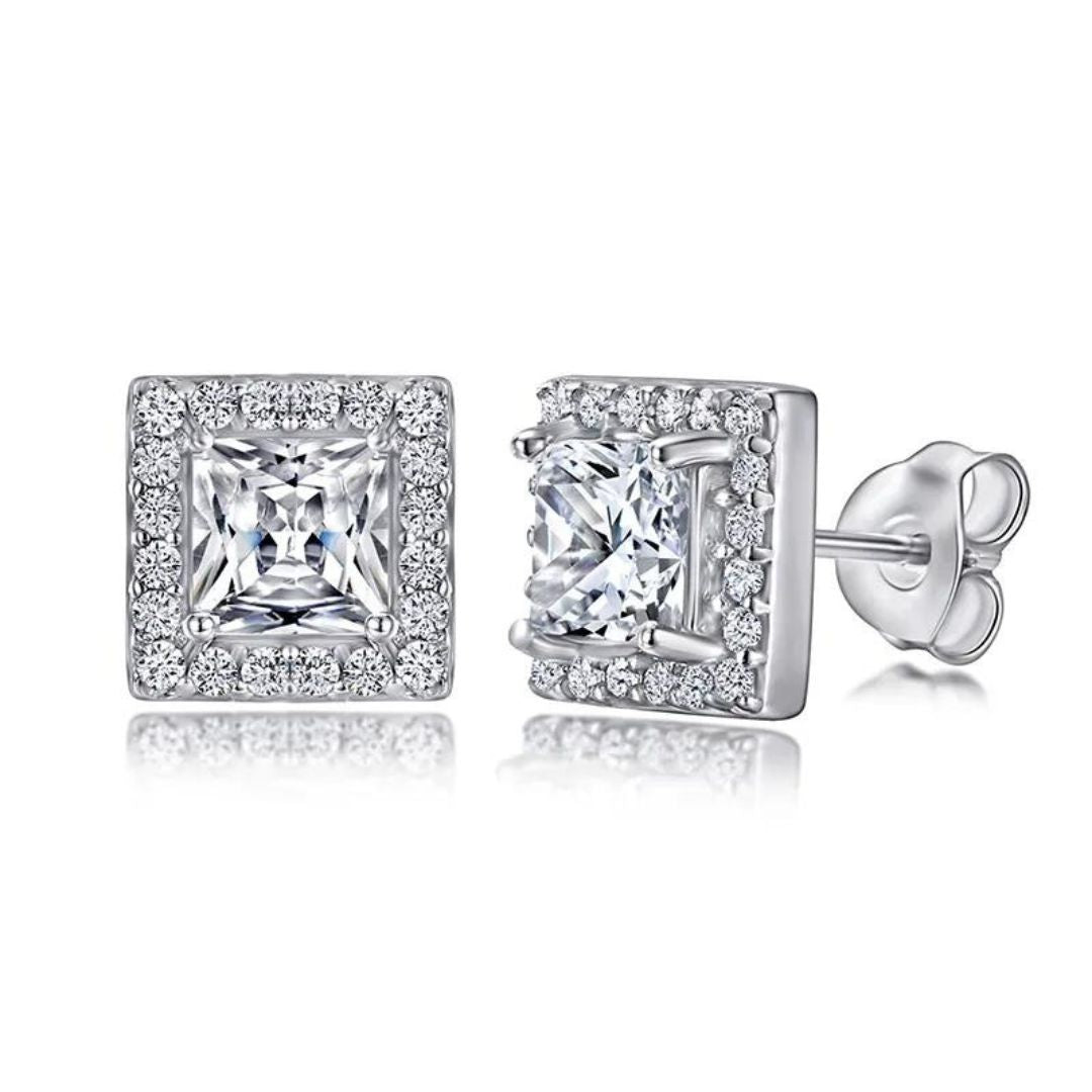 1.40ct Princess Cut Diamond Earrings H/Si In 18K White Gold