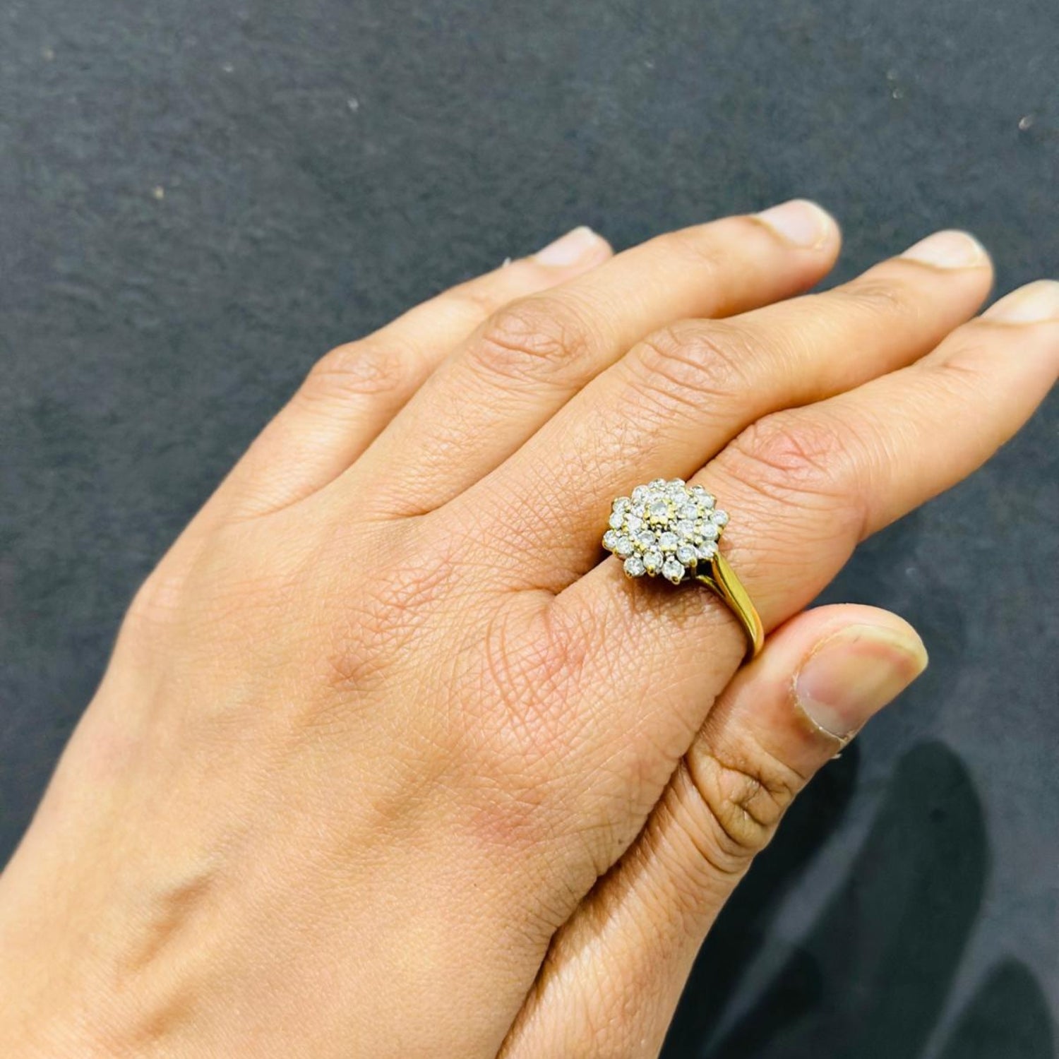 Bague de fiançailles avec halo de diamants ronds de laboratoire - argent 925 - DE/VS