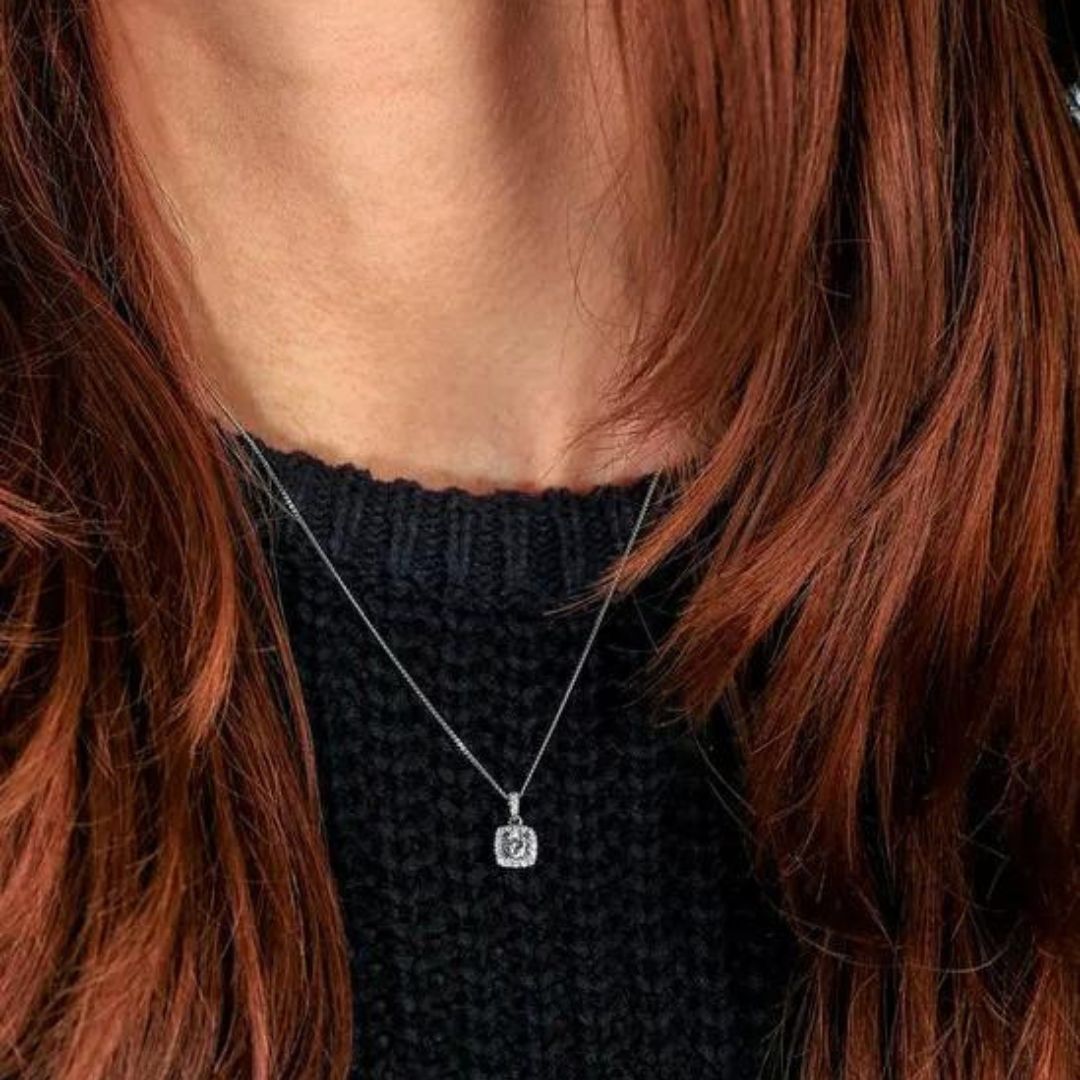 Cut Lab Diamond Pendant Necklace In White Gold