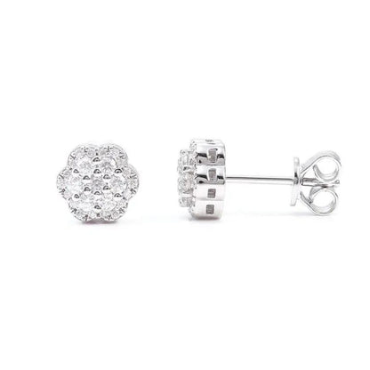 0.25ct Lab Diamond Cluster Flower Earrings in White Gold