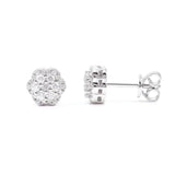 0.25Ct Lab Grown Diamond Cluster Flower Stud Earrings in White Gold