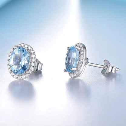 0.12ct Aquamarine Diamond White Gold Earrings