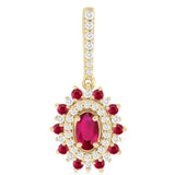 2.50Ct Ruby and Diamond Dangle Drop Earrings in Yellow Gold