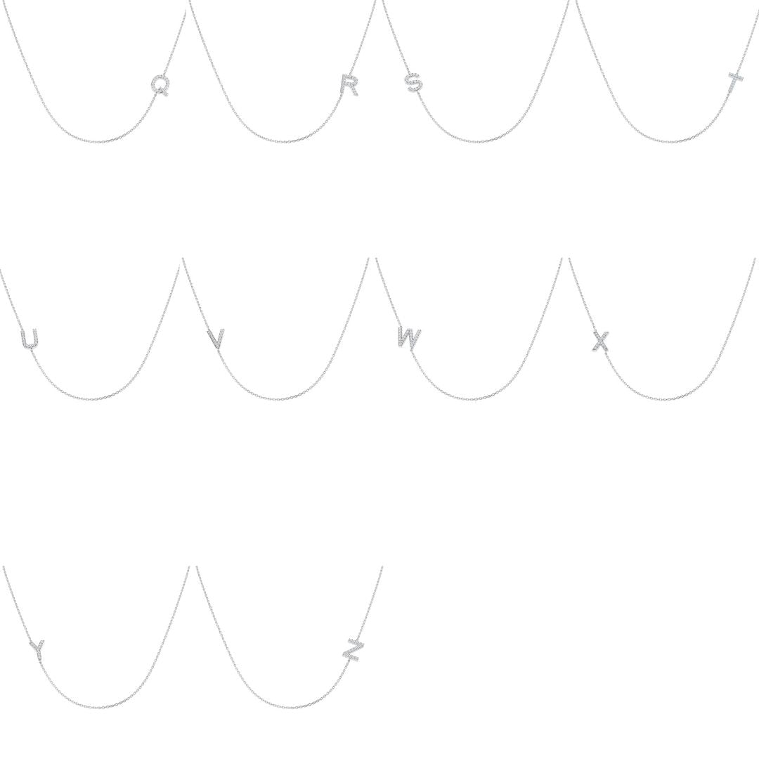 Diamond Sideways Initial  Necklace