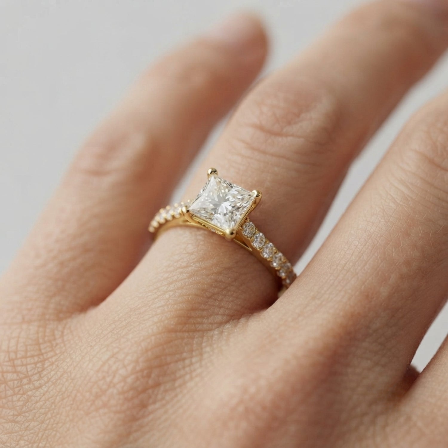 Princess Cut Natural & Lab Grown Diamond Ring Crafted in Gold and Platinum