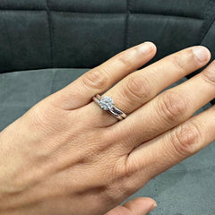1.00Ct Six Prong Solitaire Wedding Ring Set Crafted in 9K White Gold