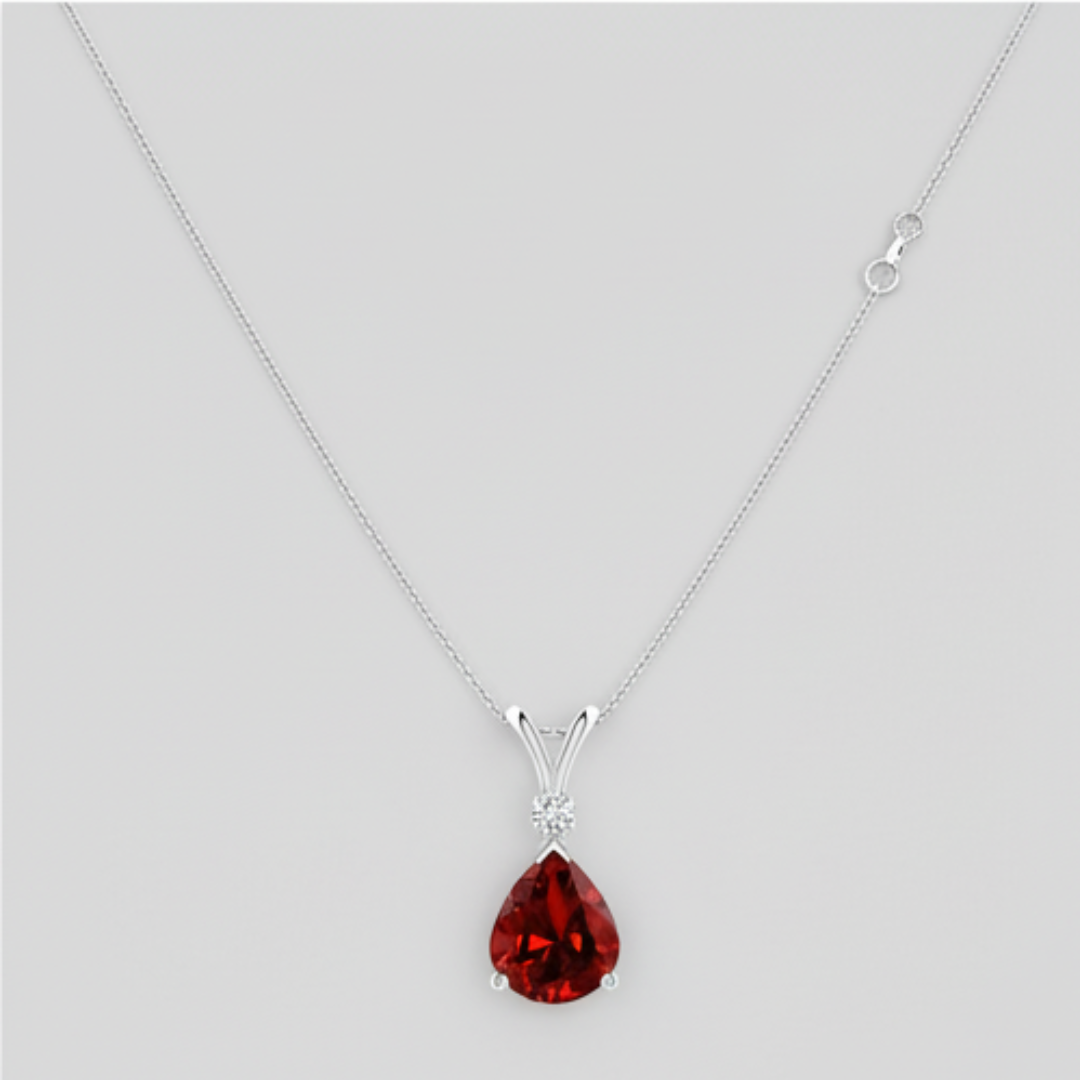 Ruby & Diamond Rose Gold Pendant Necklace