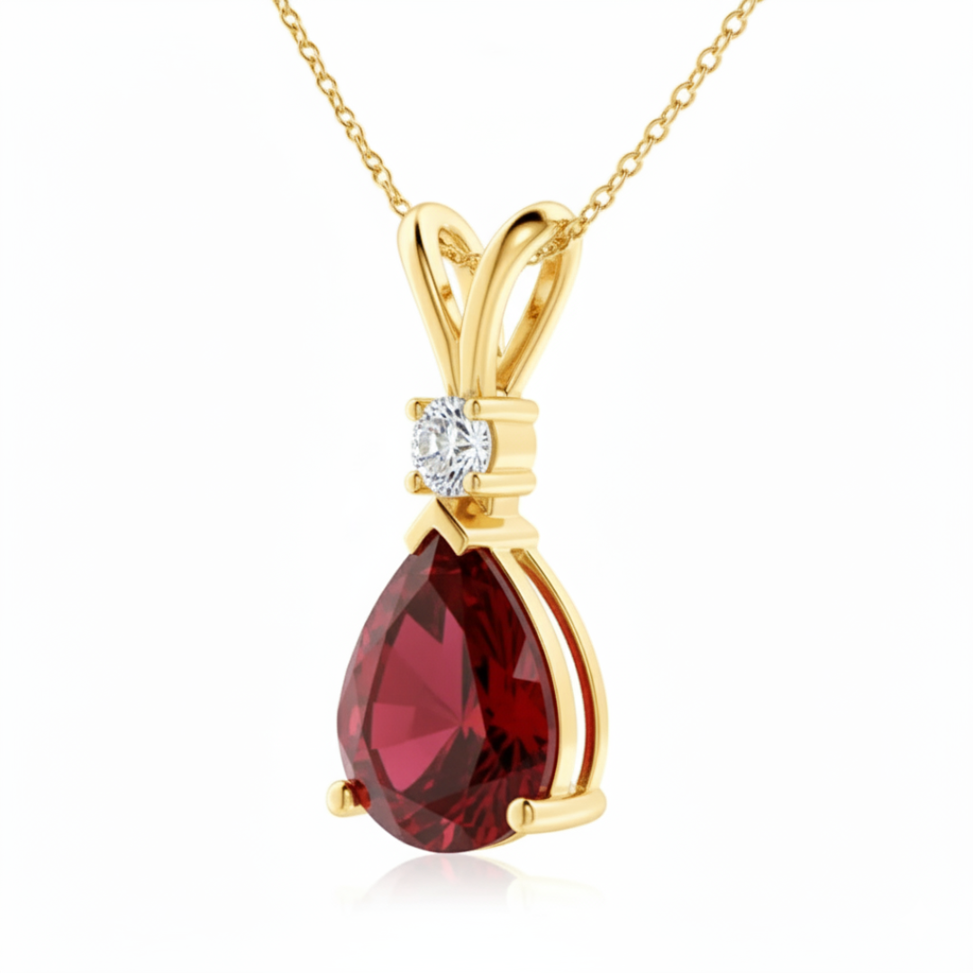Ruby & Diamond Rose Gold Pendant Necklace