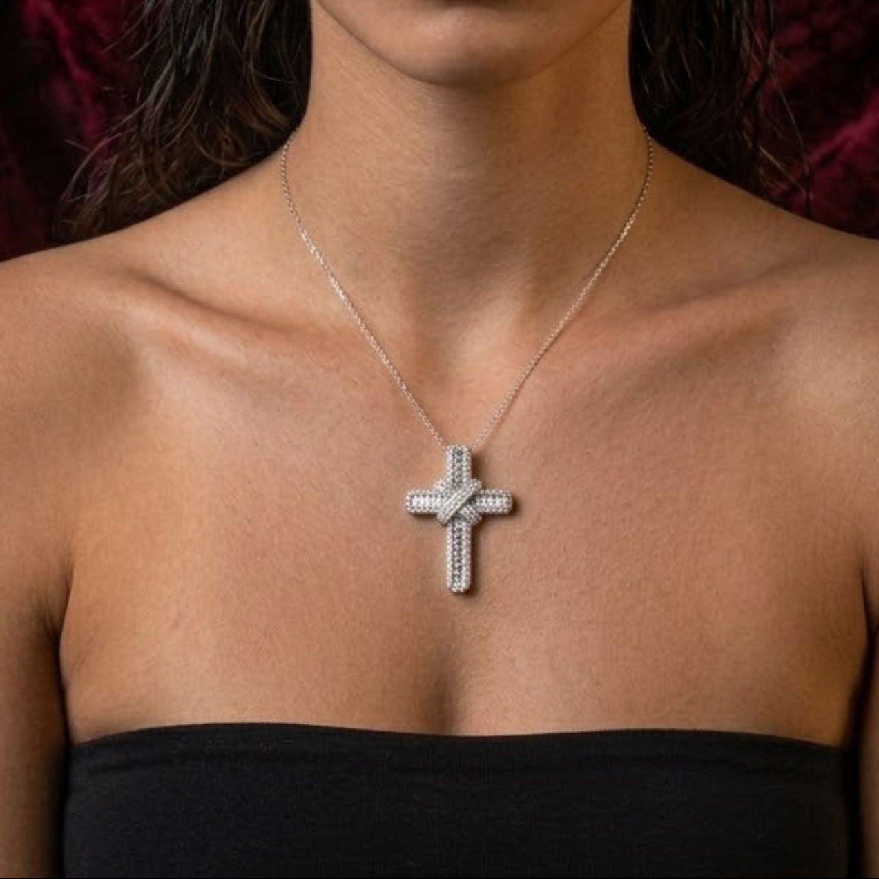 Pristine 3Ct Diamond Cross Pendant In 9K, 18K (White, Yellow, Rose Gold) With Complimentary Silver Chain
