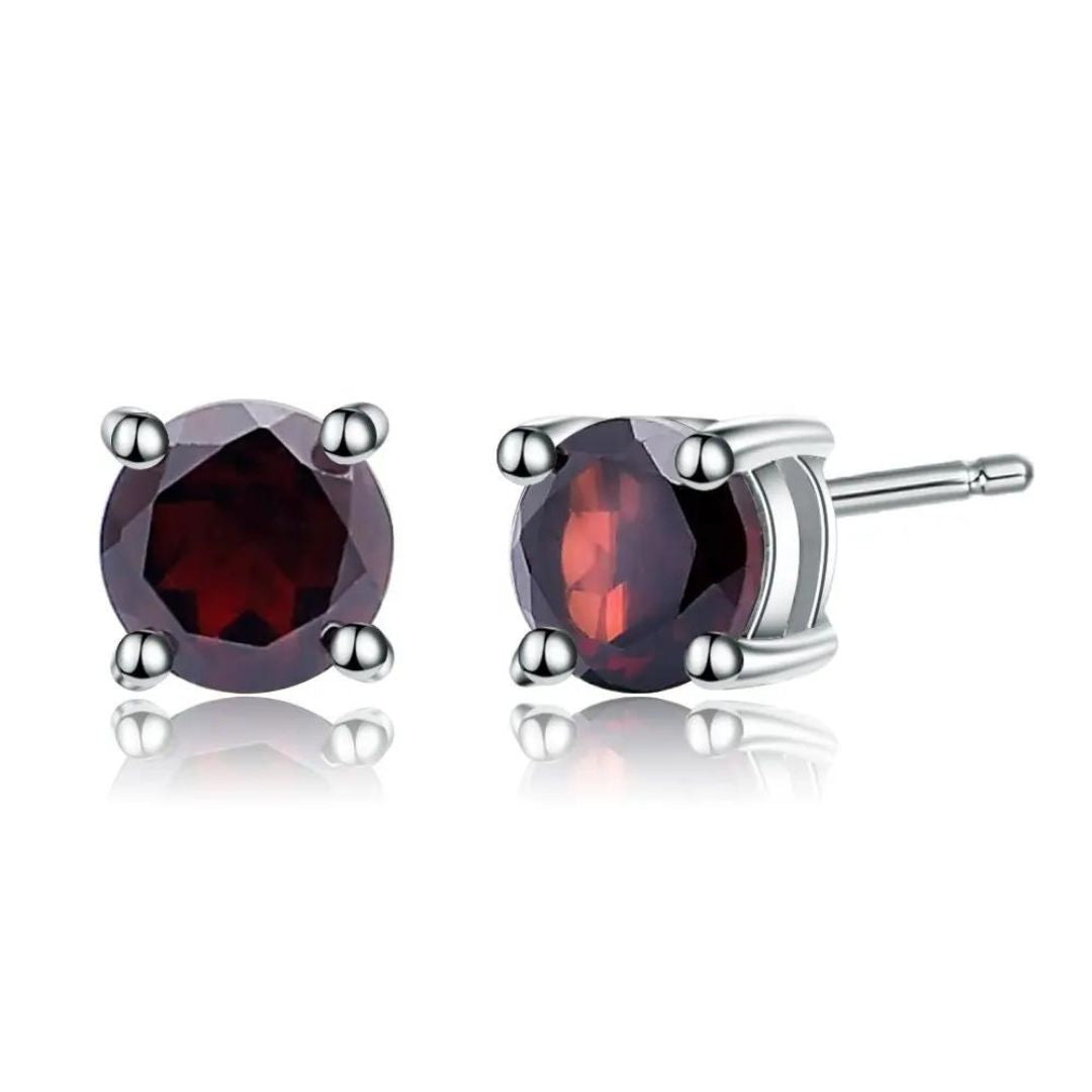 0.73Ct Solitaire Ruby Stone Stud Earrings in Yellow Gold