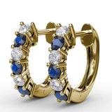 0.78Ct Lab Grown Diamond Sapphire Huggie Earrings in Yellow Gold