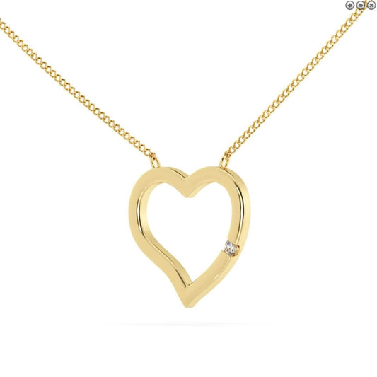 Heart Shape Solitaire Diamond Necklace | Heart Diamond Necklace in Gold With Chain