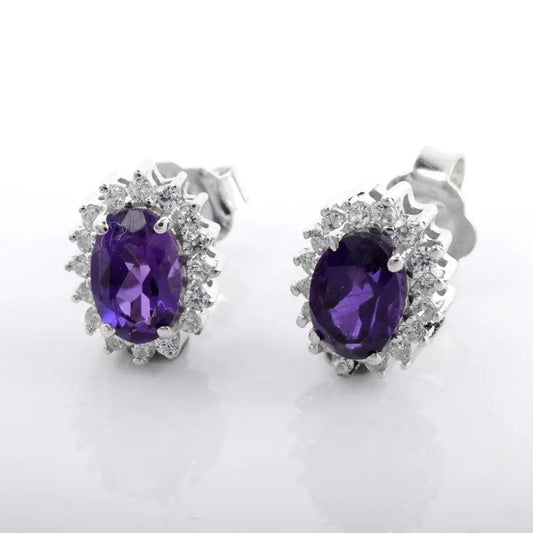 0.50Ct Lab Grown Oval Tanzanite Studs Earring in White Gold