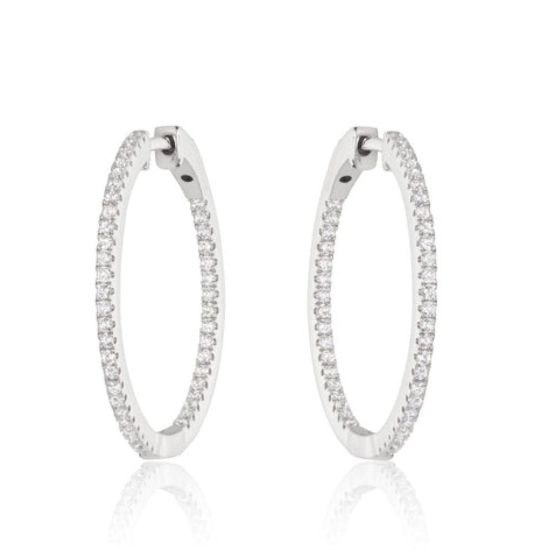 Diamond Hoop Earrings 9K White Gold