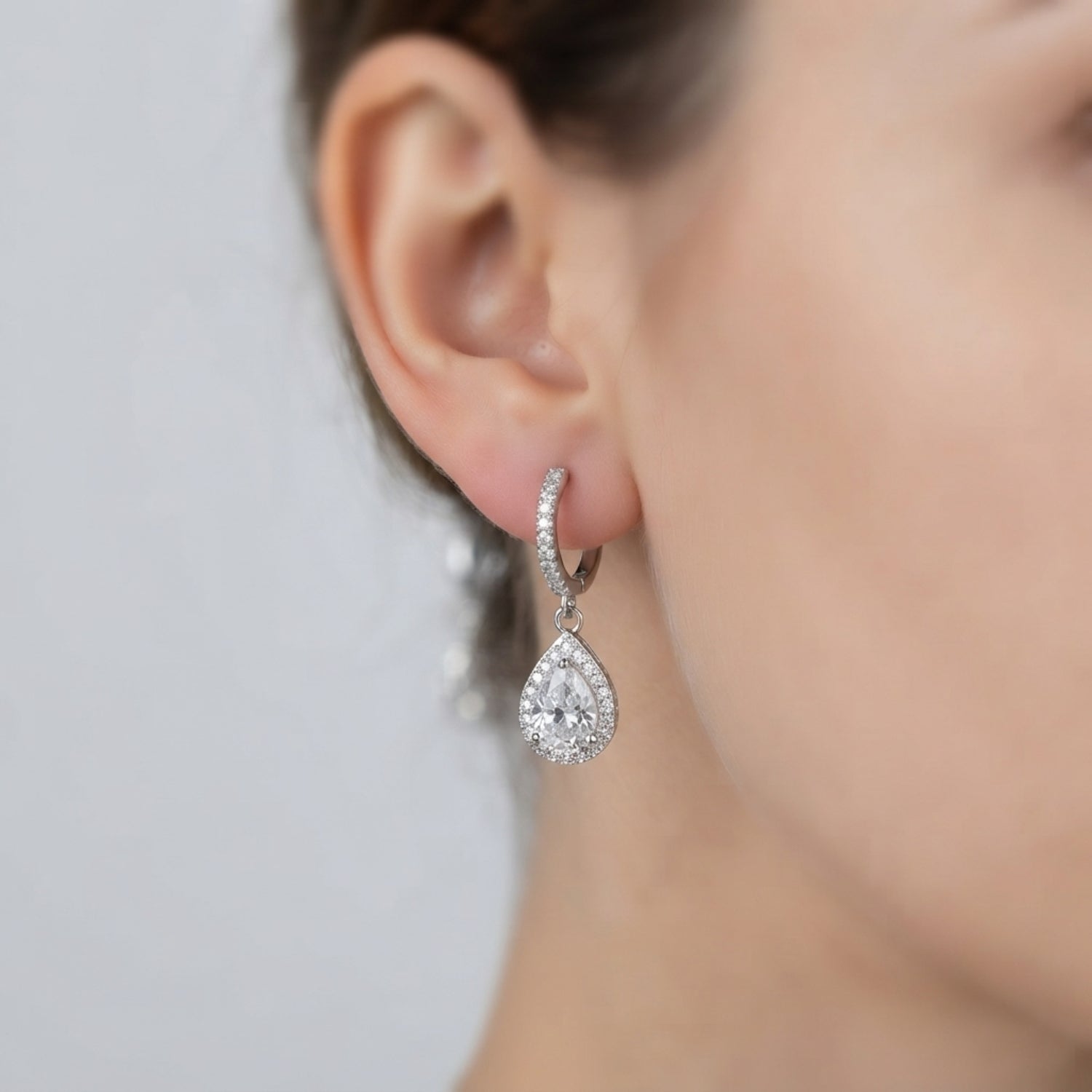 0.30Ct Lab Grown Diamond Dangle Drop Earrings in 9K White Gold
