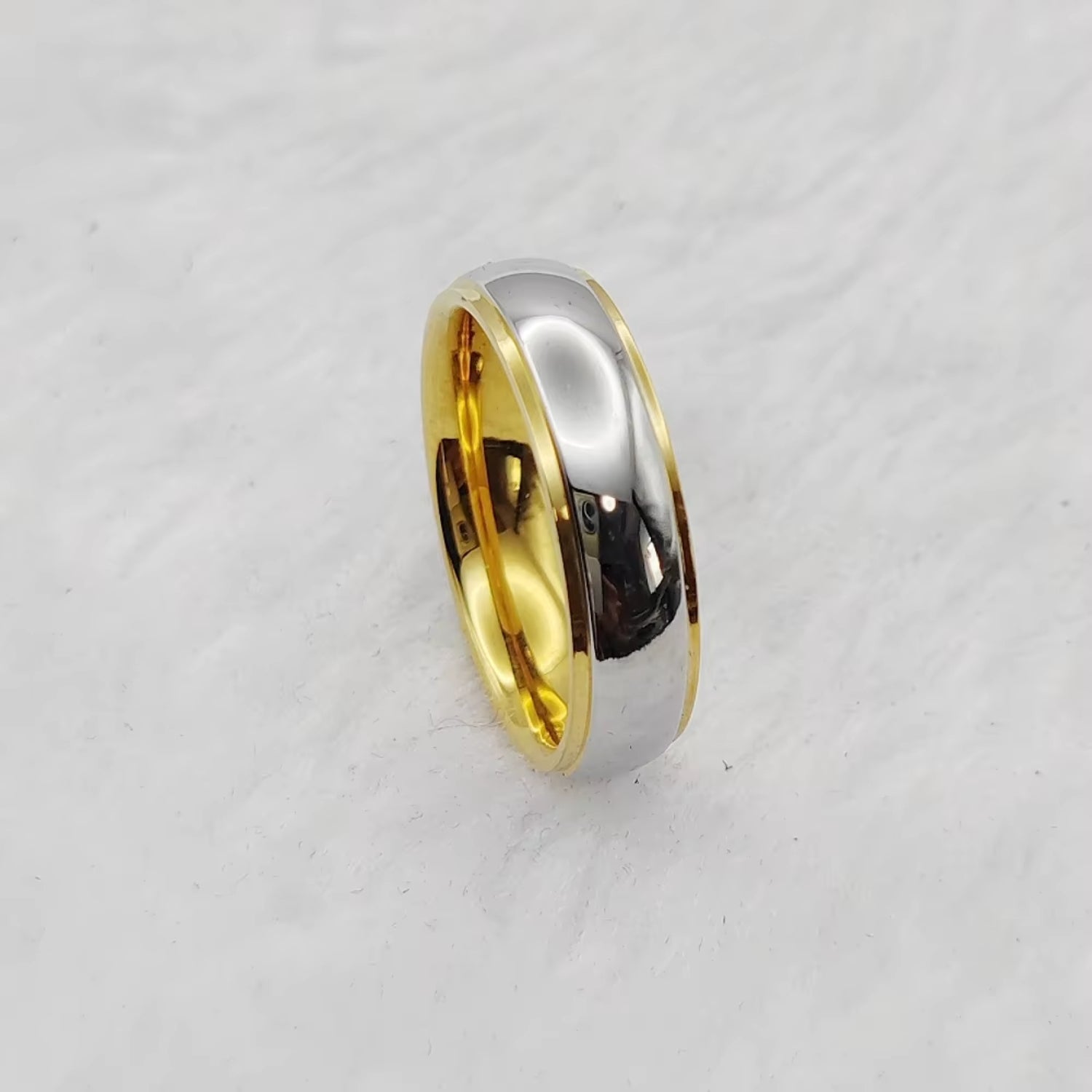 Luxurious Two Tone Designer Golden Wedding Ring in Platinum & 18K Yellow Gold | Unisex