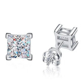 Lab Grown Princess Solitaire Diamond Studs Earrings in Platinum