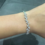 Luxury 3.50Ct Multi Shape Prong Set Natural Diamond Bracelet in 18K White Gold