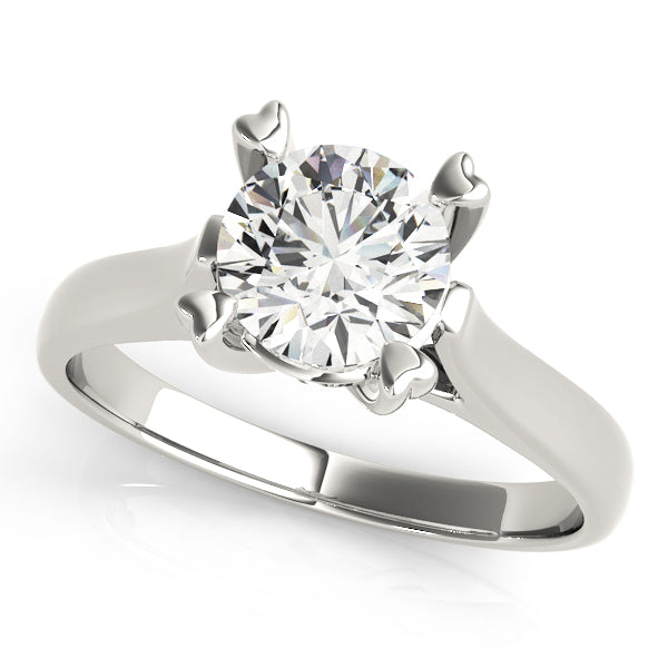 Round Cut Diamond Heart-Shaped Prong Set Engagement Ring