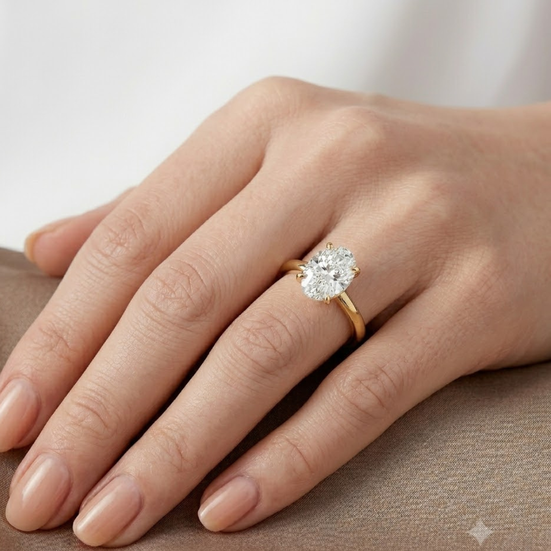 Oval 2.00ct Hidden Halo Lab Diamond Engagement Ring in 18K Yellow Gold