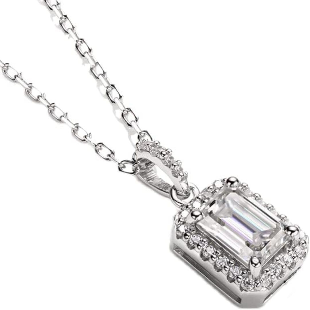 0.70ct White Gold Diamond Emerald Cut Pendant in 18k Gold