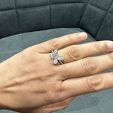 0.35Ct Natural Diamond butter Fly Art Ring Crafted in 9k White Gold