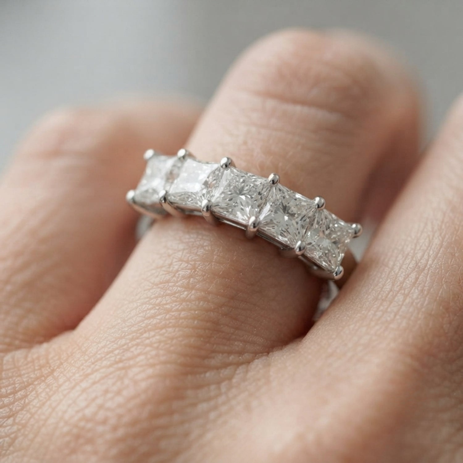 Lab-Grown Diamond Prong Princess Cut 5-Stone Diamond Ring