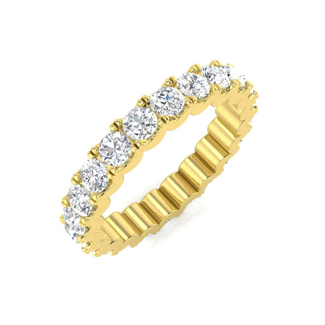 1.00 to 4.00 Carat Lab-Grown Round Cut D/VVS Diamond U-Prong Set Full Eternity Ring.