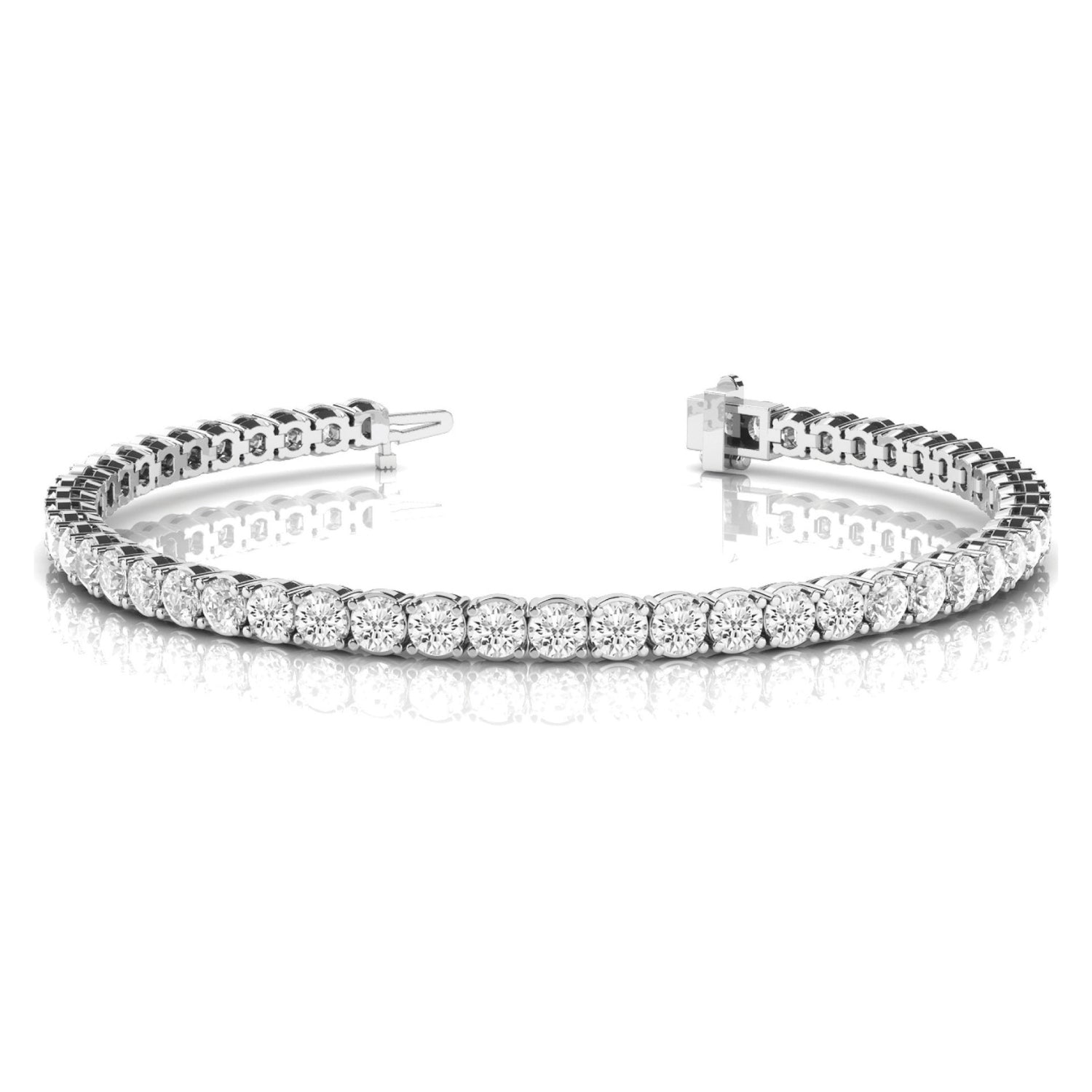 Prong Set Lab Grown Diamond Tennis Bracelet – Round Brilliant | Gold & Platinum