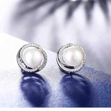0.05Ct Pearl Solitaire Trendy Studs Earring Studded with Diamonds