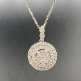 0.60Ct Round Lab Grown Diamond Halo Pendant Necklace in White Gold With Chain