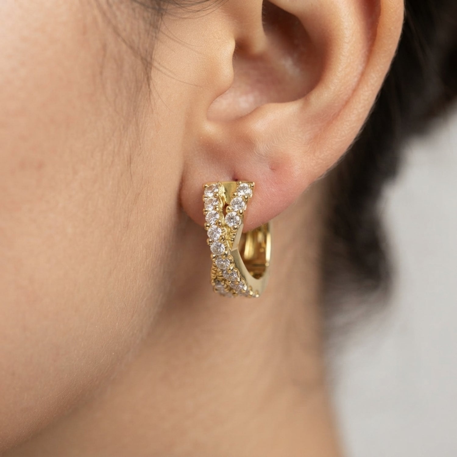 Hoop Earrings - Round Diamond 0.40ct Natural & Lab-Grown Gold