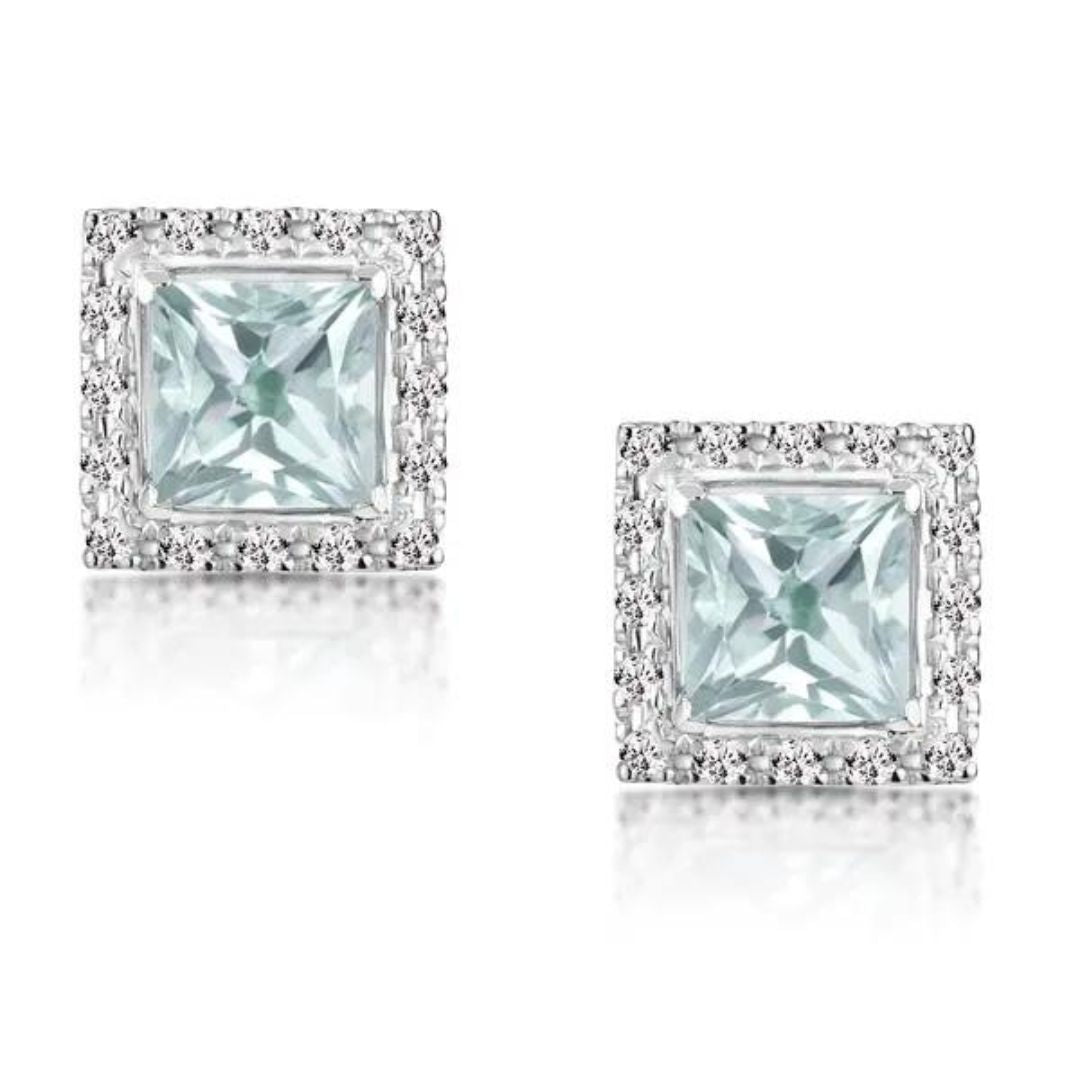 0.27ct Aquamarine Diamond White Gold Earrings