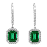 0.25Ct Lab Grown Diamond Emerald Dangle Drop Earrings in Silver