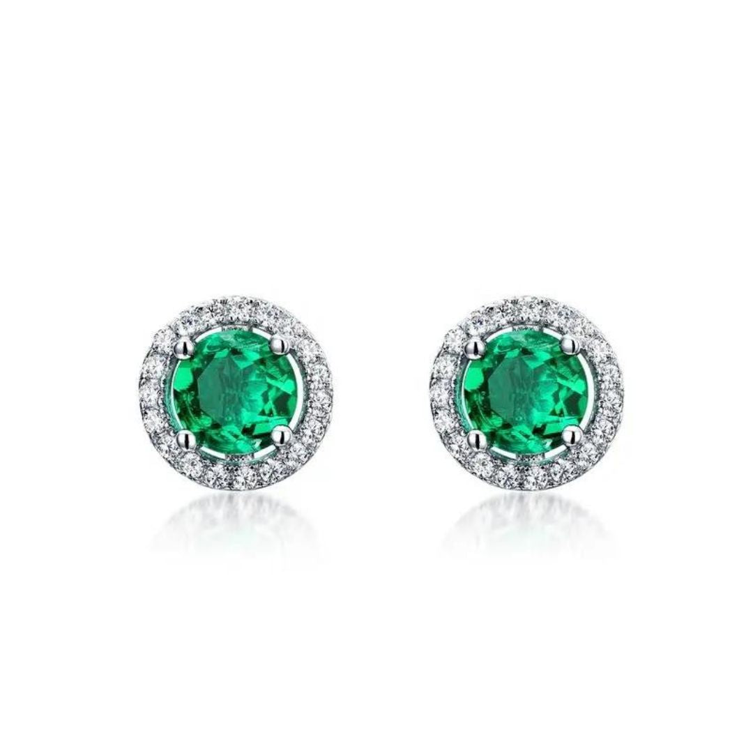 0.45Ct Lab Grown Diamond Emerald Studs White Gold Earrings