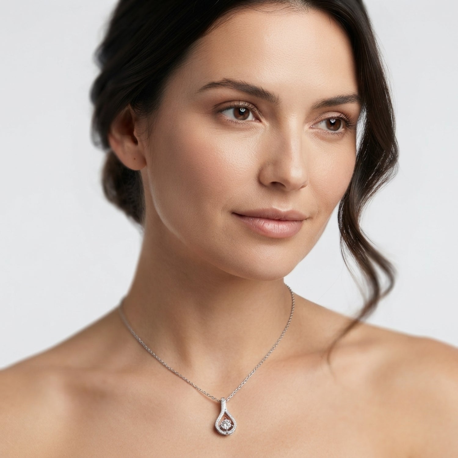 Lab Grown Diamond Drop Pendant Necklace 4 Claw Set Without Chain