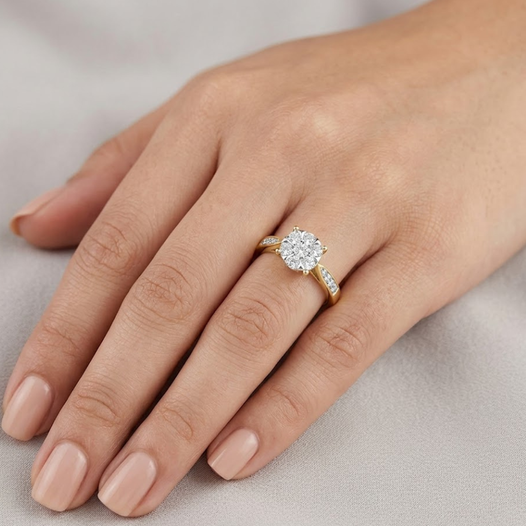 Lab Diamond Engagement Ring with Shoulders 0.25ct in 18K Gold Vermeil