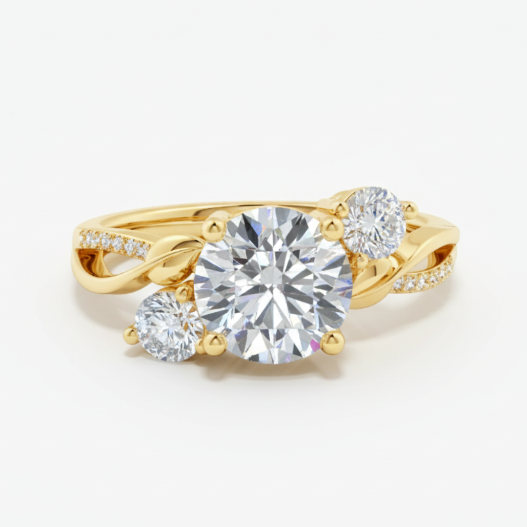 Lab-Grown Three Stone Diamond Twisted Vine Ring