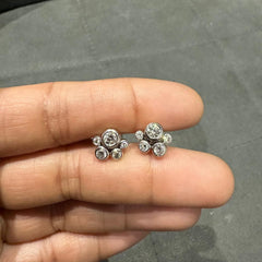 Natural Diamond 1.00 Carat Bezel Set Bubble Stud Earrings in 18K White Gold