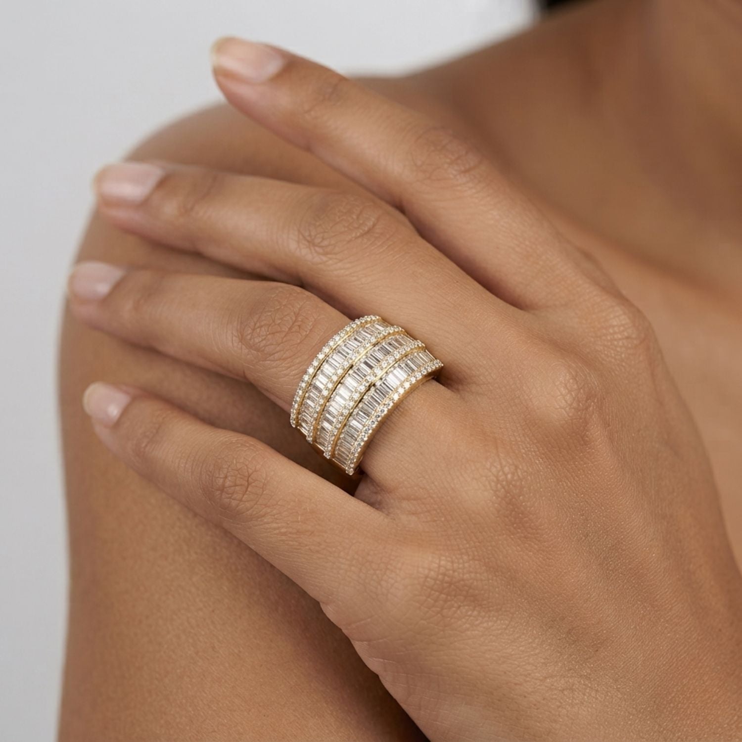 Baguette and Round Diamond Eternity Band for Brides