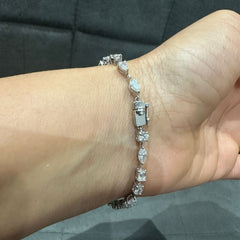 Prong Set 6.00 Carat Multi-Shape Natural Diamond Bracelet in 14K White Gold