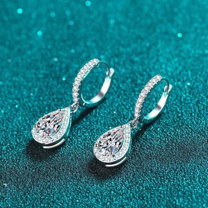 0.20ct Pave Set Diamond Pear Halo Earrings