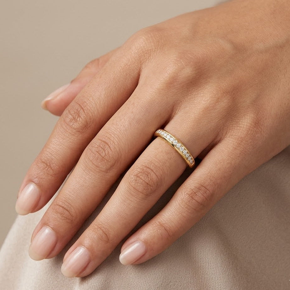Lab Diamond Heritage Grain Ring 0.15ct H/SI in 18K Gold Vermeil