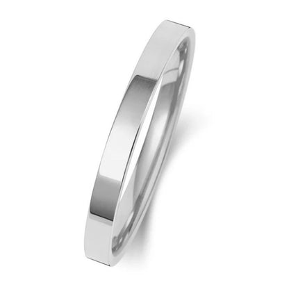 Flat Court Shape Plain Wedding Band for Women | UK Hallmarked Gold & Platinum Ring