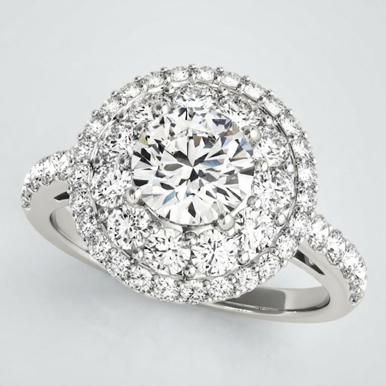 3.00 Carat Lab Grown Round Cut Diamond Halo Ring Anniversary Gift