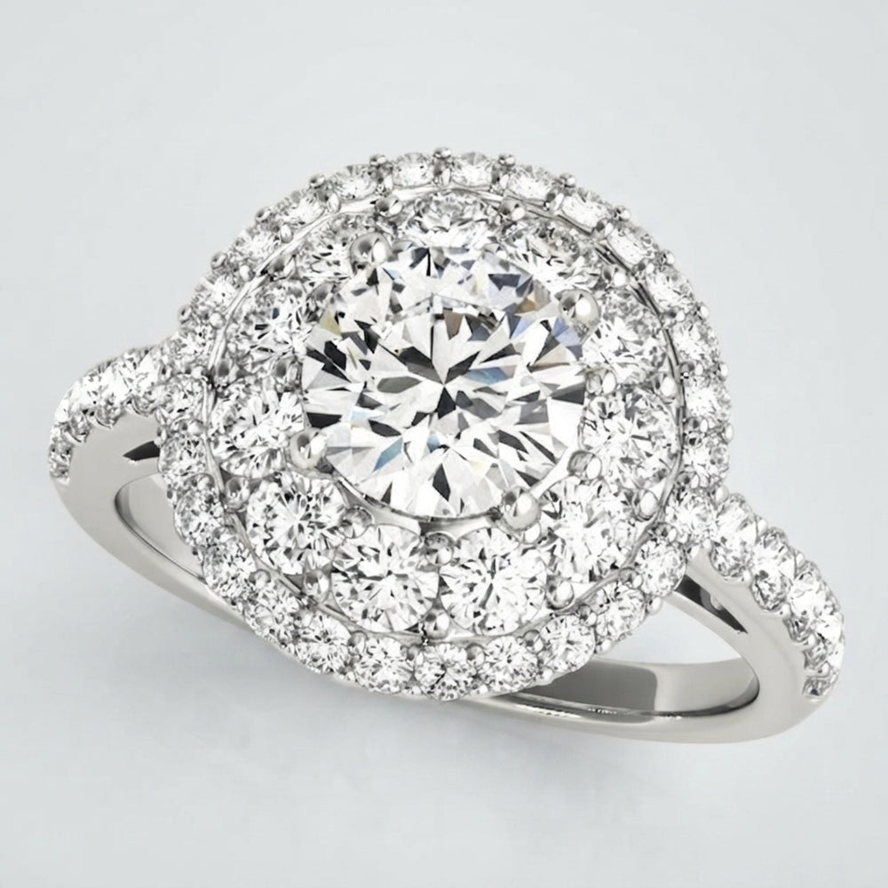 3.00 Carat Lab Grown Round Cut Diamond Halo Ring Anniversary Gift