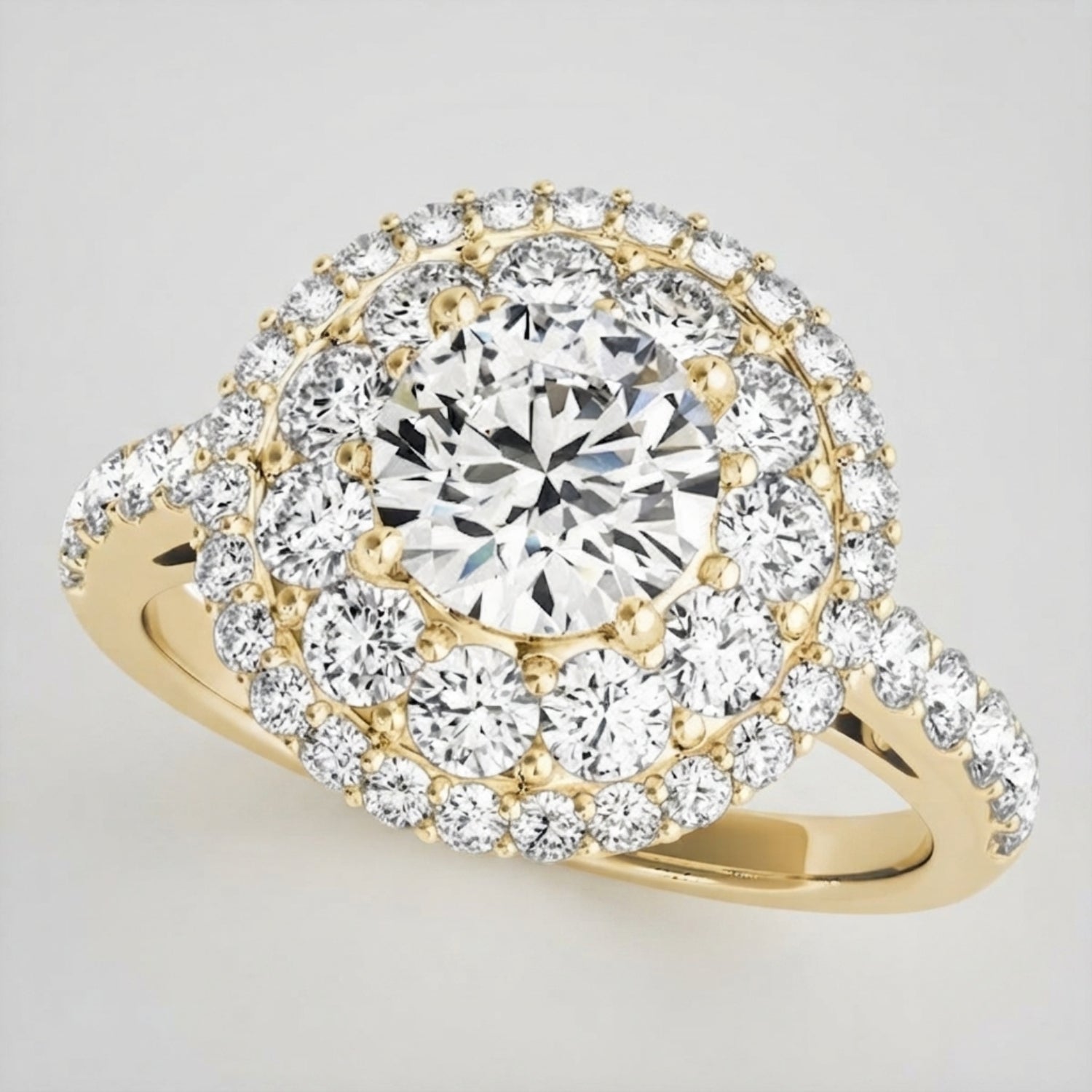 3.00 Carat Lab Grown Round Cut Diamond Halo Ring Birthday Gift